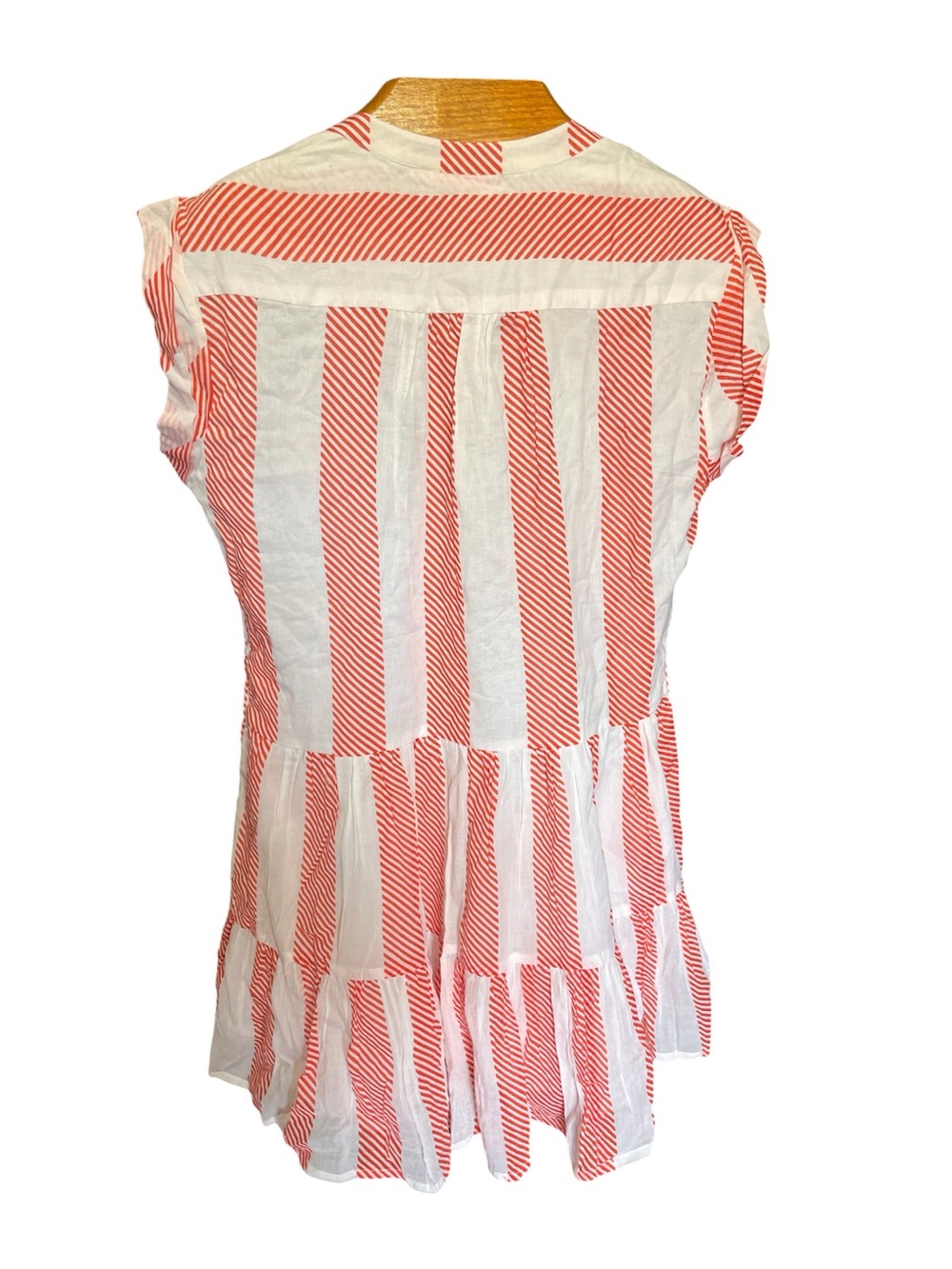 Oliphant NEW Coral and White Striped Tiered Mini Dress XL - Picture 4 of 14